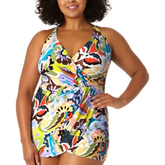 Anne Cole Other - Anne Cole NWT Women's Size 16 Multi Color Paisley Print Swim Dress Swimsuit
